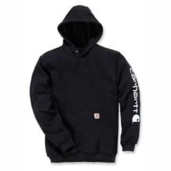 Sweat Carhartt Men Sleeve Logo Hooded Sweatshirt Black