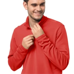 Pull Jack Wolfskin Men Baiselberg Half Zip Strong Red -Teva Boutique 1710571 2193 m005