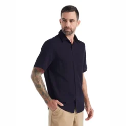 Chemise Icebreaker Homme Steveston SS Shirt Midnight Navy -Teva Boutique 2 0A56EG401 1