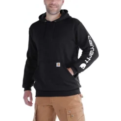 Sweat Carhartt Men Sleeve Logo Hooded Sweatshirt Black -Teva Boutique 3 EU K288 BLK M