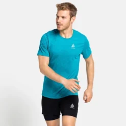 T-Shirt De Sport Odlo Men SS Crew Neck Run Easy Linencool Horizon Blue Melange -Teva Boutique 366846