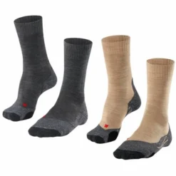 Chaussettes De Randonnée Falke TK2 Bundle Women Grey Brown (Set Van 2)