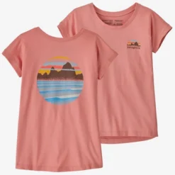 T-Shirt Patagonia Girl Regenerative Organic Certified Cotton Graphic Skyline Stencil Sunfade Pink