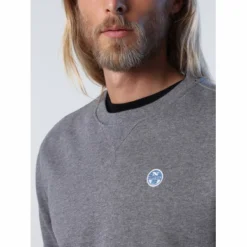 Pull North Sails Men Crewneck Sweatshirt Logo Medium Grey Melange -Teva Boutique 691028 0928 4