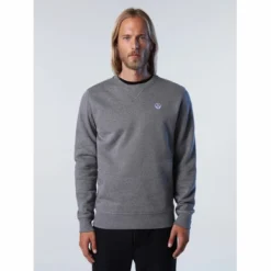 Pull North Sails Men Crewneck Sweatshirt Logo Medium Grey Melange -Teva Boutique 691028 0928 5