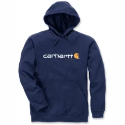 Pull Carhartt Men Signature Logo Hooded Sweatshirt New Navy