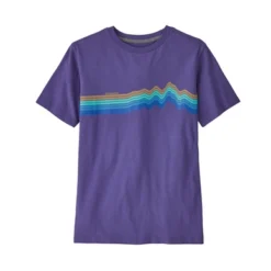 T Shirt Patagonia Kids Regenerative Organic Certified Cotton Graphic Ridge Rise Stripe Perennial Pu